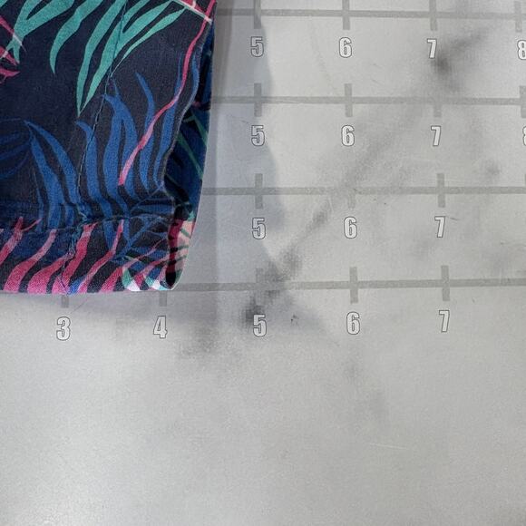 Zesties Romper Mens L Tropical Leaf Print Short Sleeve Blue Pink Green Summer - Picture 9 of 9